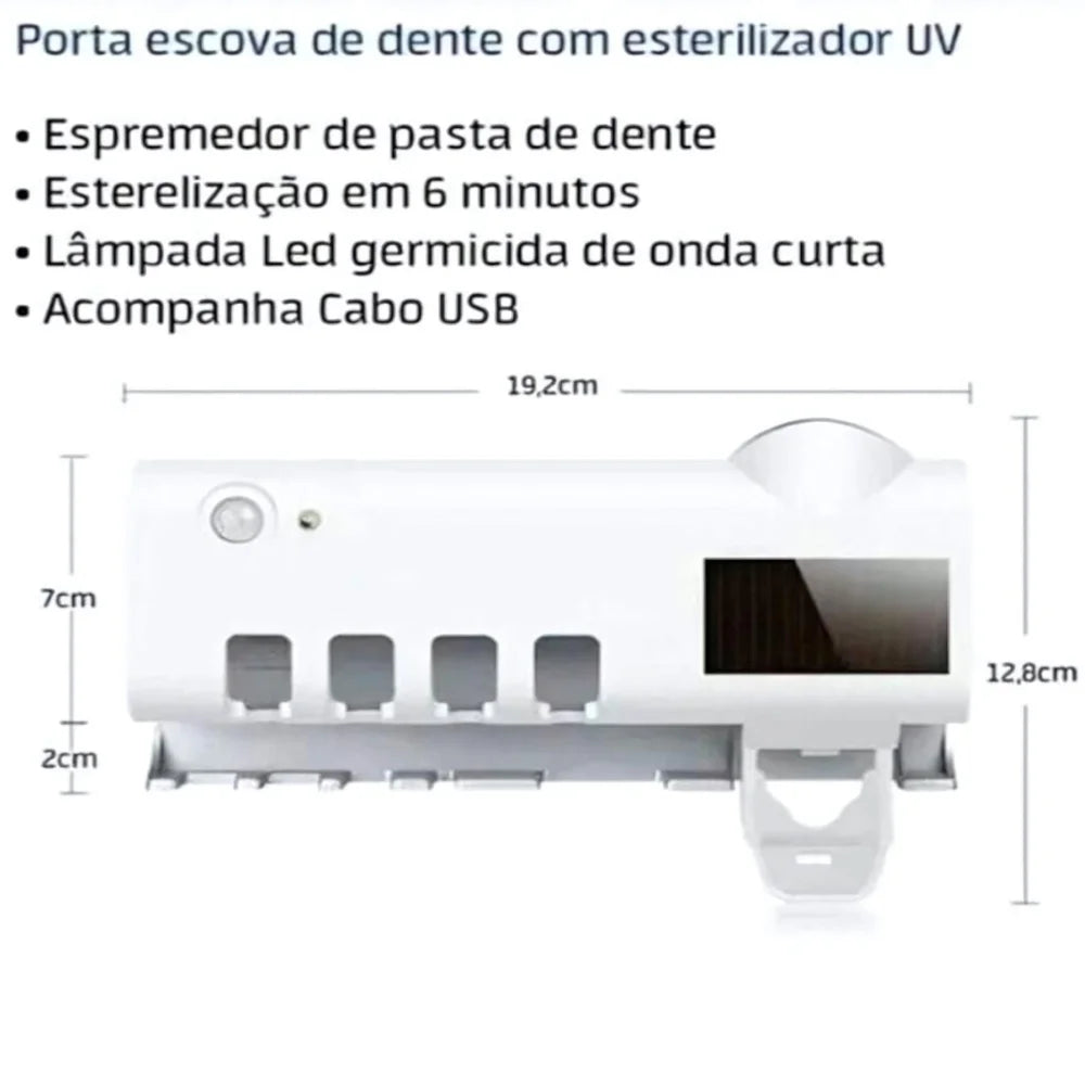 Holder Automatic Antibacterial UV Light Sterilizer Toothbrush Paste Applicator Holder Bathroom