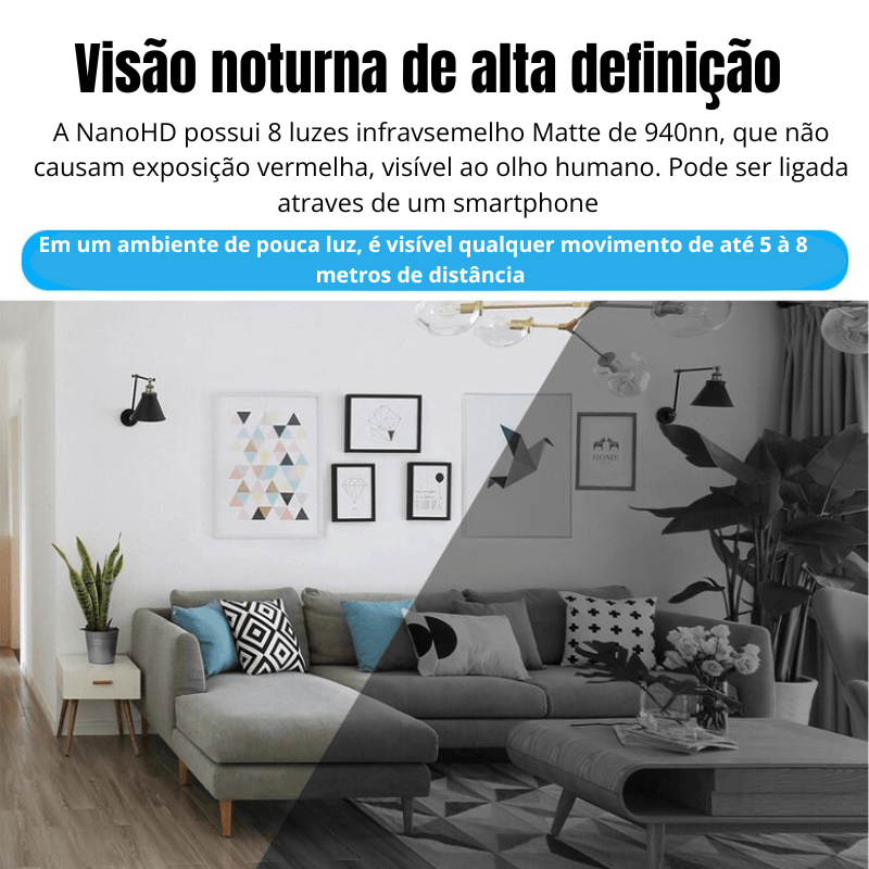 Câmera NanoHD 1080 MP: Veja o invisível, Proteja o Precioso. Monitoramento e conveniência em miniautra - umclick